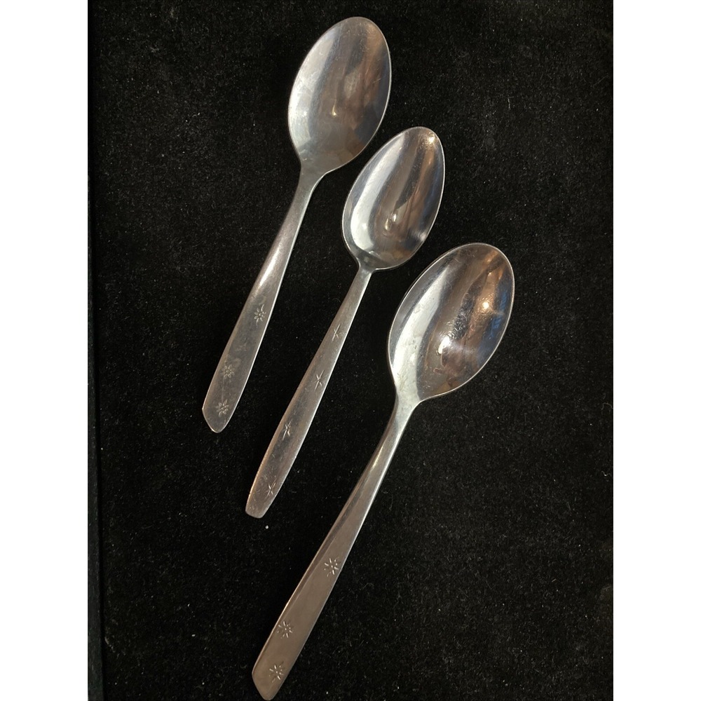 Atomic Night Sky Spoon Set Of Two/6" & One/7" 3 Total VTG Superior Stainless MCM